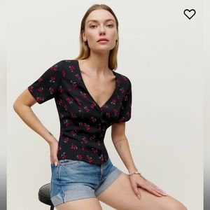 Reformation Janet Top in Black Cherry
